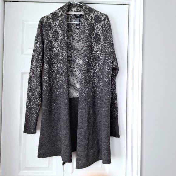 Olsen Europe Speckled Charcoal Gray Knit Cardigan - Picture 1 of 5